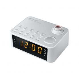 Radio Ceas MUSE M178 PW, Portabil, Proiectie ajustabila, Dual Alarm, LED,  AUX-in, Alb