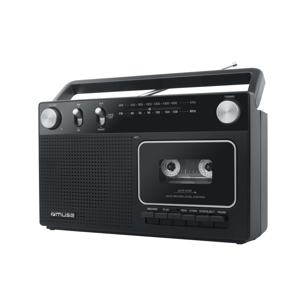 Radio cu Caseta MUSE M-152 RC, Tuner analog FM/MW, Microfon incorporat, Negru analog imagine noua tecomm.ro