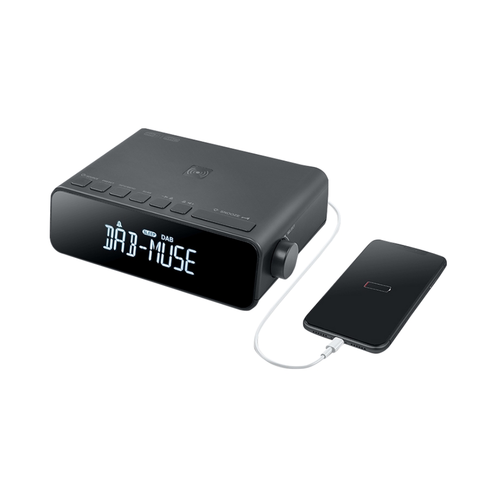 Radio cu Ceas MUSE DAB M-175 DBI, USB, Bluetooth, Incarcare wireless, Negru bluetooth imagine noua tecomm.ro