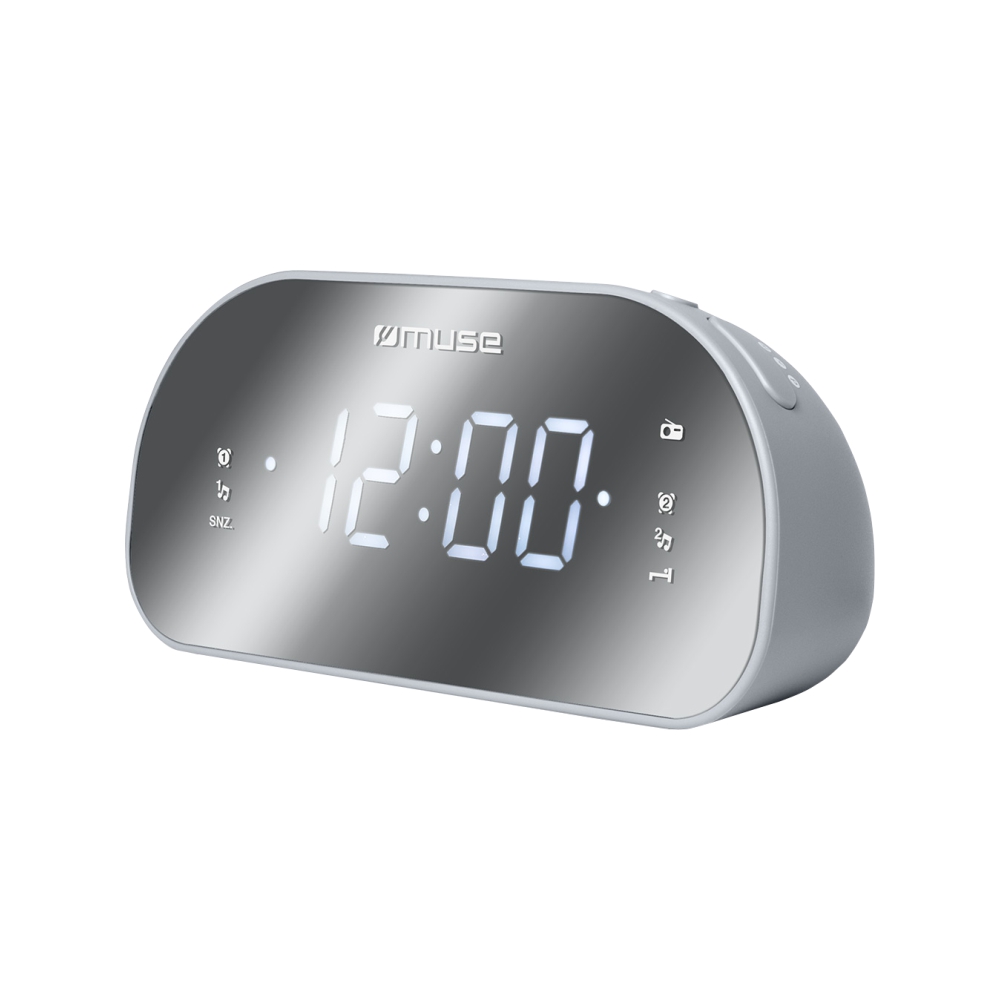 Radio cu Ceas MUSE Mirror Front M-170 CMR, FM PLL Radio, Alarrma Dubla, Gri Alarrma imagine noua