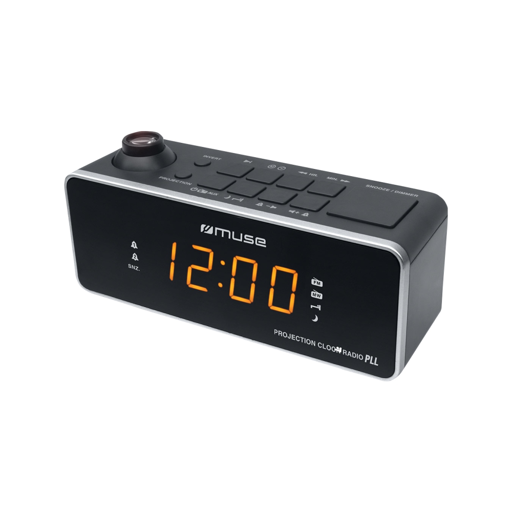 Radio cu Ceas si Proiectie MUSE M-188 P, Display LED, FM/MW, Alarma dubla, Negru Alarma