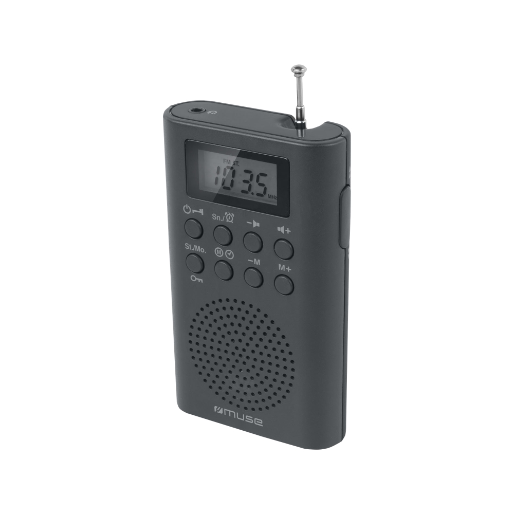 Radio de Buzunar Muse M-03 R, Alarma, Sleep si Snooze, Ceas, Negru Alarma imagine Black Friday 2021