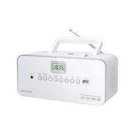 Radio Portabil CD/MP3 Player cu USB MUSE M-28 RDW, Ecran LCD, Antena FM cu tija, Alb
