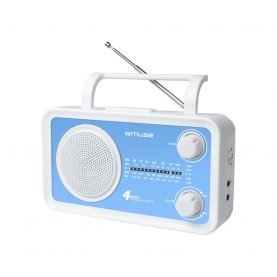 Radio Portabil MUSE M-05 BL, Tuner analogic, Maner de transport, Aux Jack, Alb-Albastru