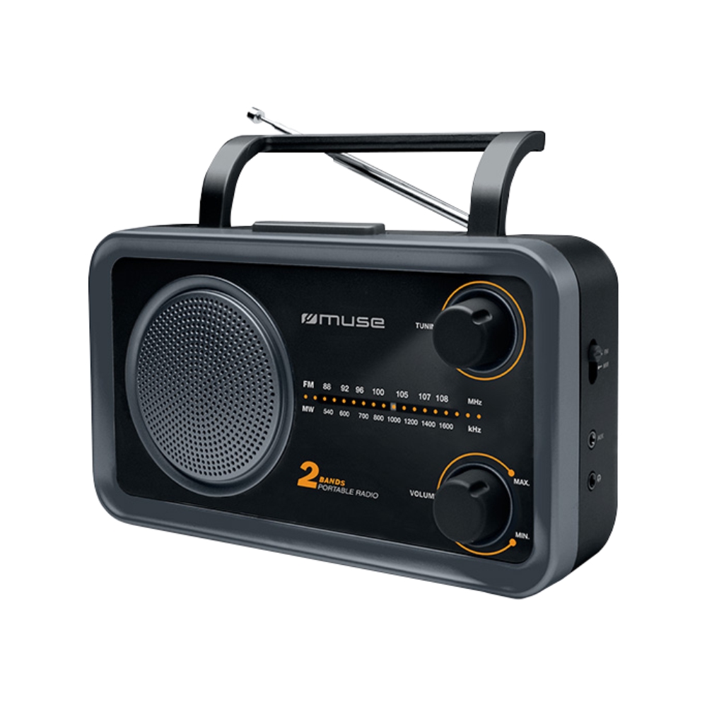 Radio Portabil MUSE M-06 DS, Control rotativ, Mufa Aux si Casti, Antena FM cu Tija pivotanta, Negru Antena imagine noua tecomm.ro