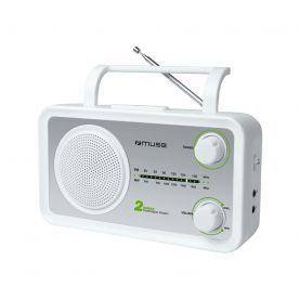 Radio Portabil MUSE M-06 SW, Control rotativ, Mufa Aux si Casti, Antena FM cu Tija pivotanta, Alb