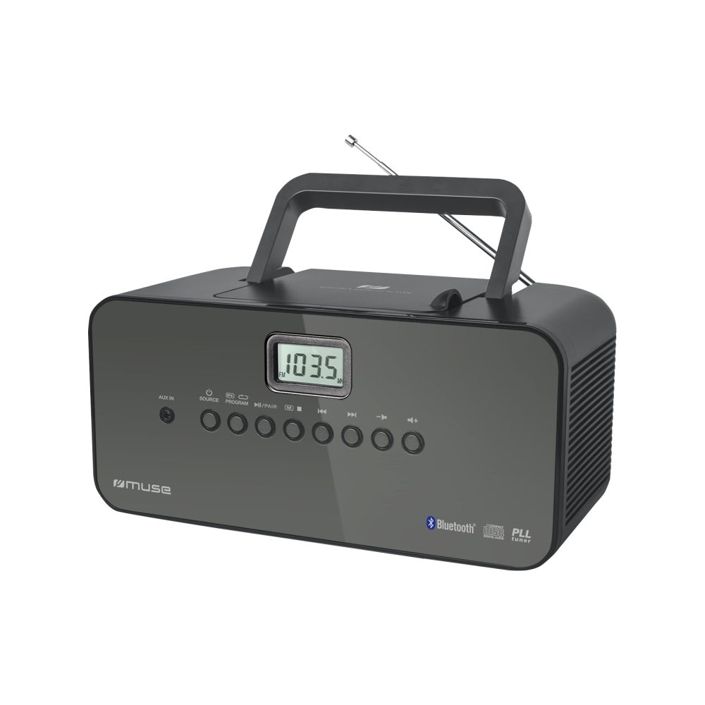 Sistem Audio Portabil MUSE M-22 BT, Bluetooth, Display LCD, CD-Player, Radio, AUX-in, Negru