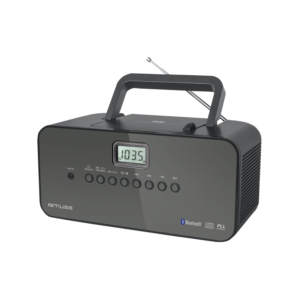 Sistem Audio Portabil MUSE M-22 BT, Bluetooth, Display LCD, CD-Player, Radio, AUX-in, Negru audio imagine noua tecomm.ro