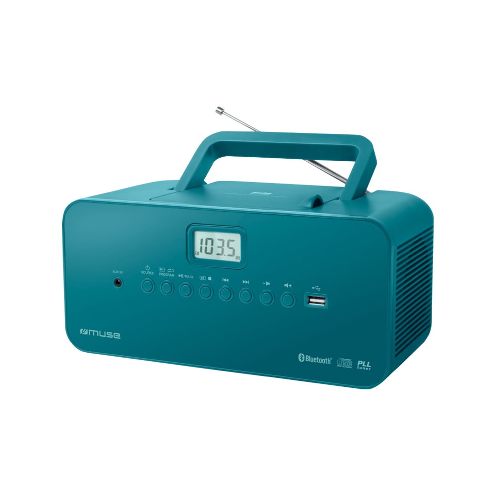 Sistem audio portabil muse m-30 btb, bluetooth, usb, display lcd, cd-player, radio, aux-in, verde