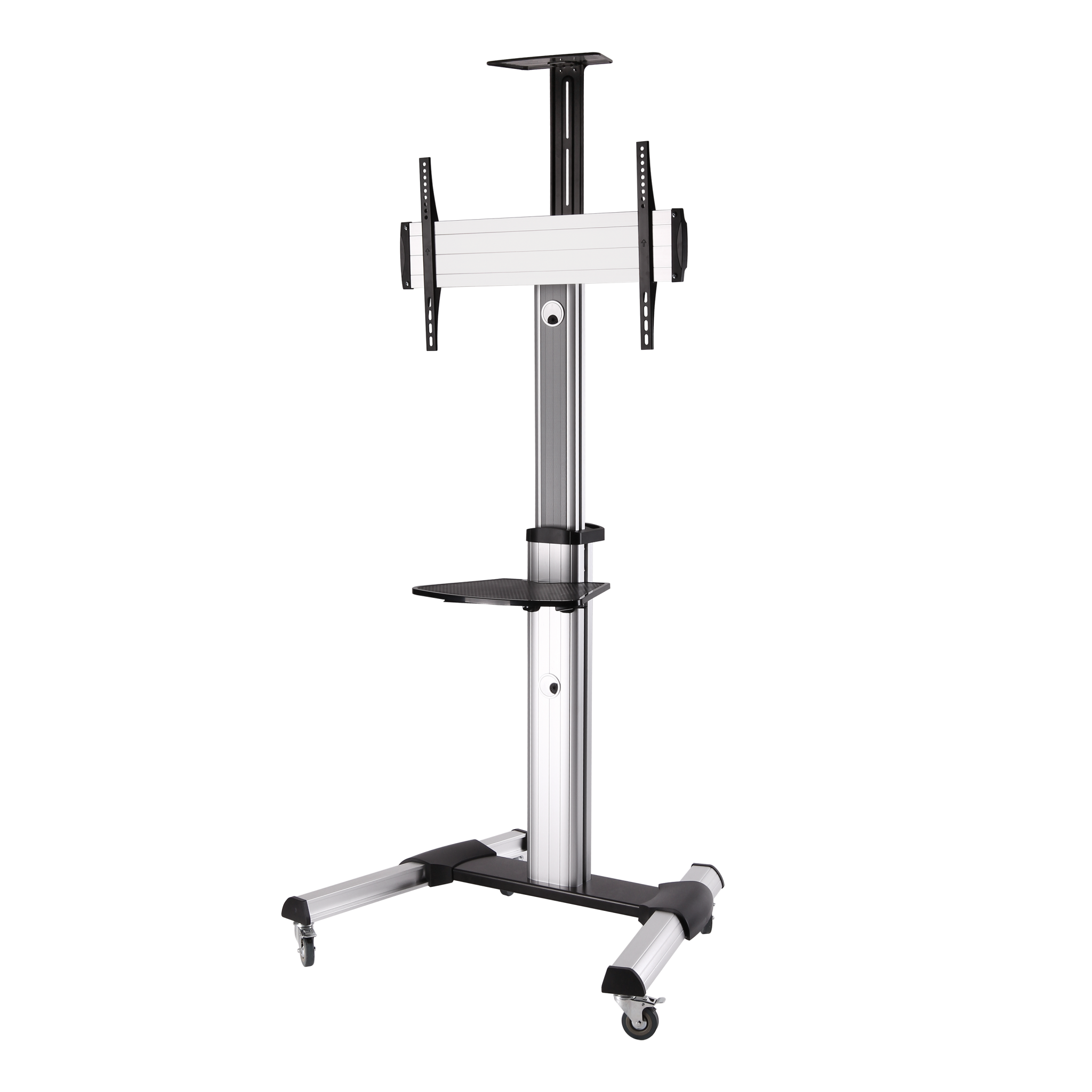 Stand TV de Podea cu Roti SBOX FS-4460, 37“-70“, Greutate Suportata 50kg, Ajustare Inaltime, Rotatie, Negru 37“-70“ imagine noua tecomm.ro