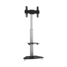 Stand TV de Podea cu Roti SBOX FS-500, 37“-70“, Greutate Suportata 40kg, Ajustare Inaltime, Rotatie, Negru