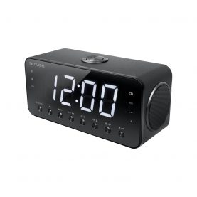 Radio cu ceas MUSE M-192 CR, Portabil, LED, Dual Alarm, AUX-in, Port USB pentru incarcare dispozitive, Negru