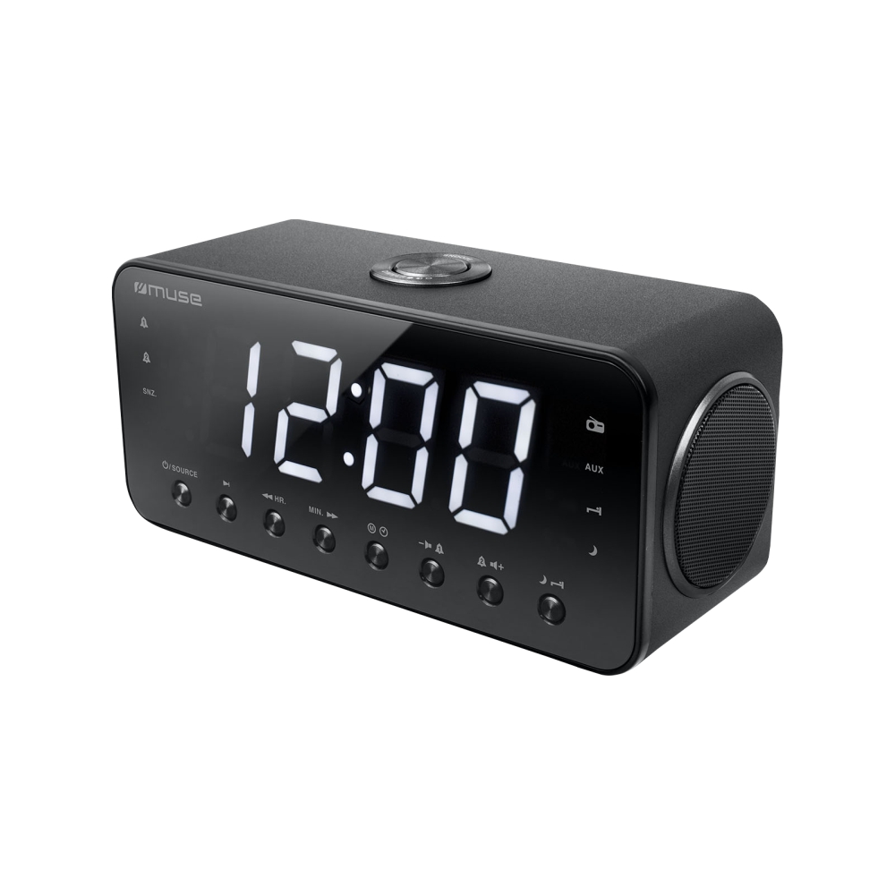Radio cu ceas MUSE M-192 CR, Portabil, LED, Dual Alarm, AUX-in, Port USB pentru incarcare dispozitive, Negru Alarm imagine noua tecomm.ro