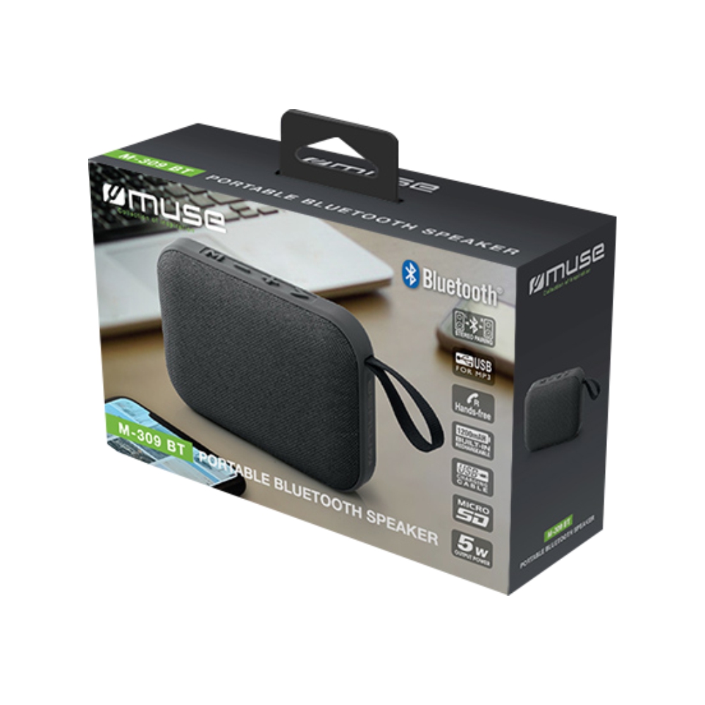 Boxa portabila Bluetooth MUSE M-308 BTW, 5W, 1200 mAH, Hands-Free, Negru