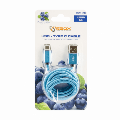 Cablu Date si Incarcare Sbox USB-Type C-15BL, Viteza de Transfer 480Mbps, Lungime 1,5m, Albastru 15m imagine noua tecomm.ro