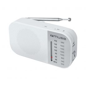 Radio de Buzunar Muse M-025 RW, Tuner analogic, Conector minijack de 3,5 mm pentru casti, Alb