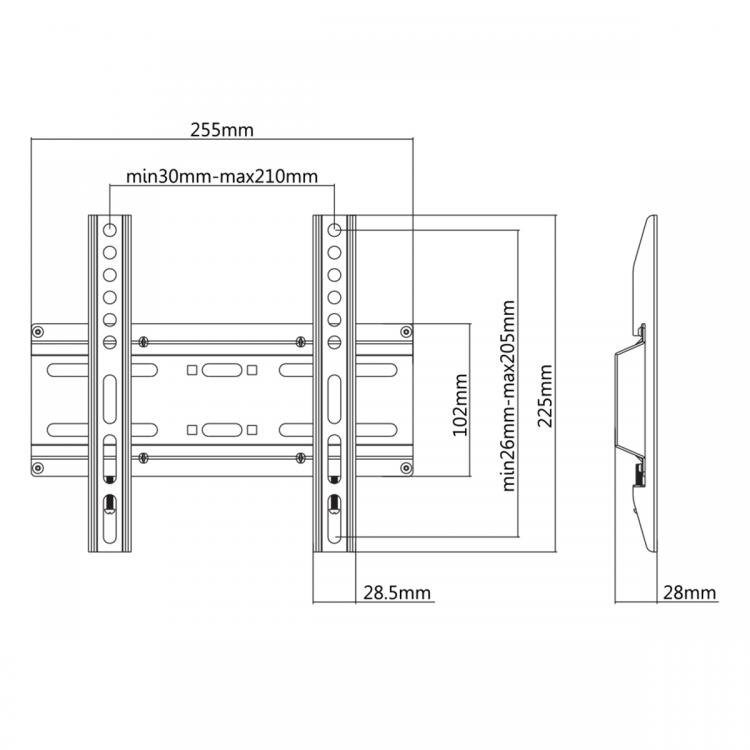 Suport TV FIX Perete SBOX PLB-2522F, 23” – 43”, Greutate suportata 35kg, VESA 200×200, Otel, Negru