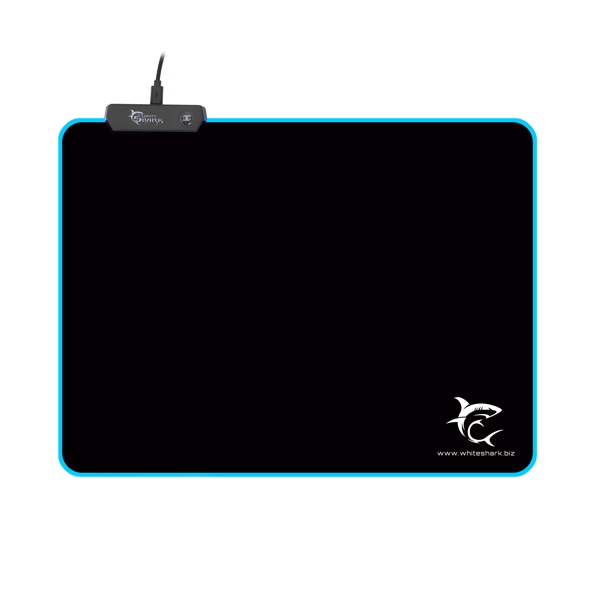 Mousepad white shark mp-1862 luminos l, 35x25cm, iluminare led, negru