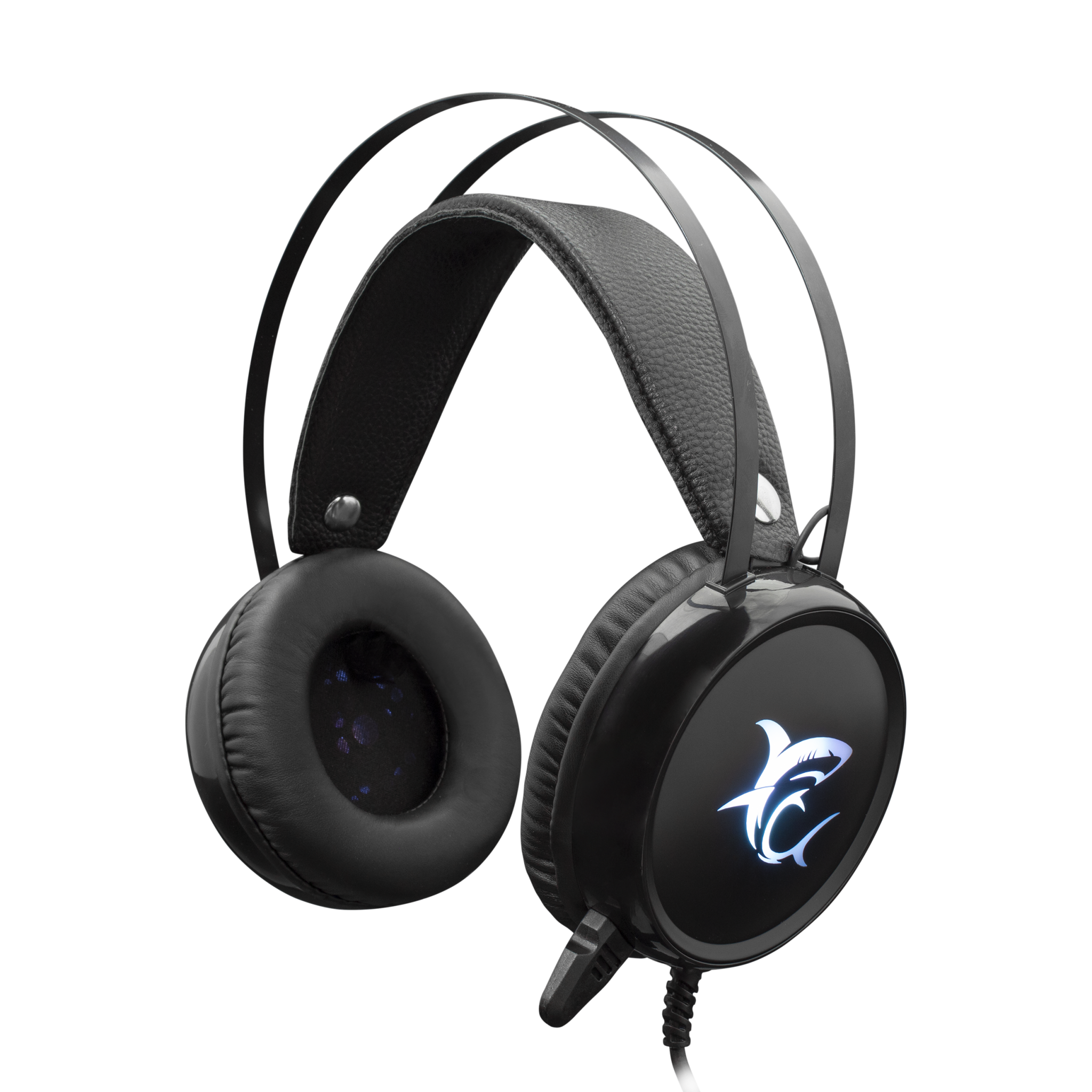 Casti Gaming White Shark MARGAY, USB 2.0, Jack 3.5 mm, Efect de iluminare Led 7 culori, Negru 2.0 imagine noua tecomm.ro