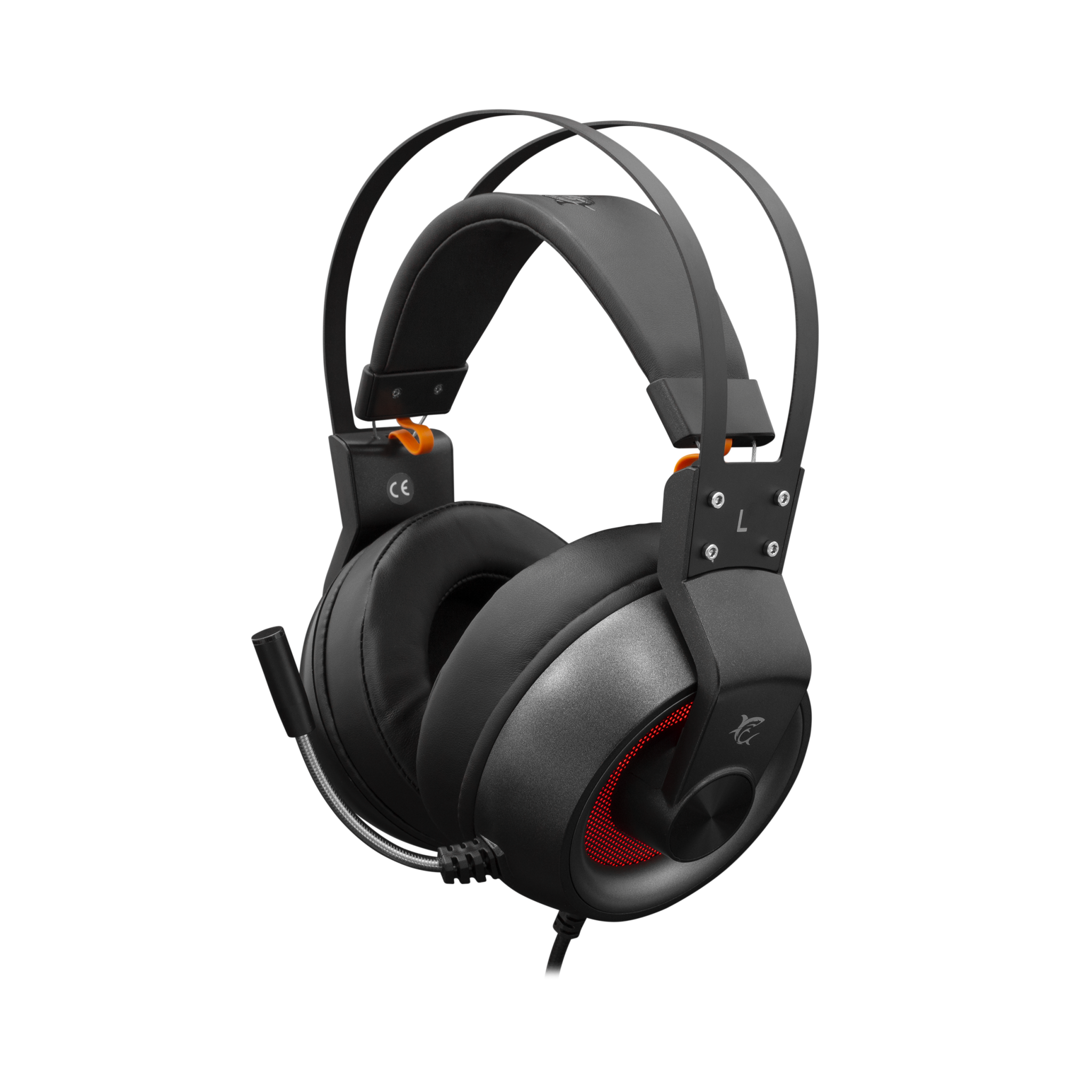 Casti gaming white shark caracal, 2 x jack 3.5mm, usb, microfon, iluminare led rosu, negru / argintiu