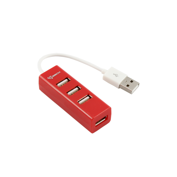 Hub USB SBOX USB 2.0, H-204R, 4 Porturi,  Rosu