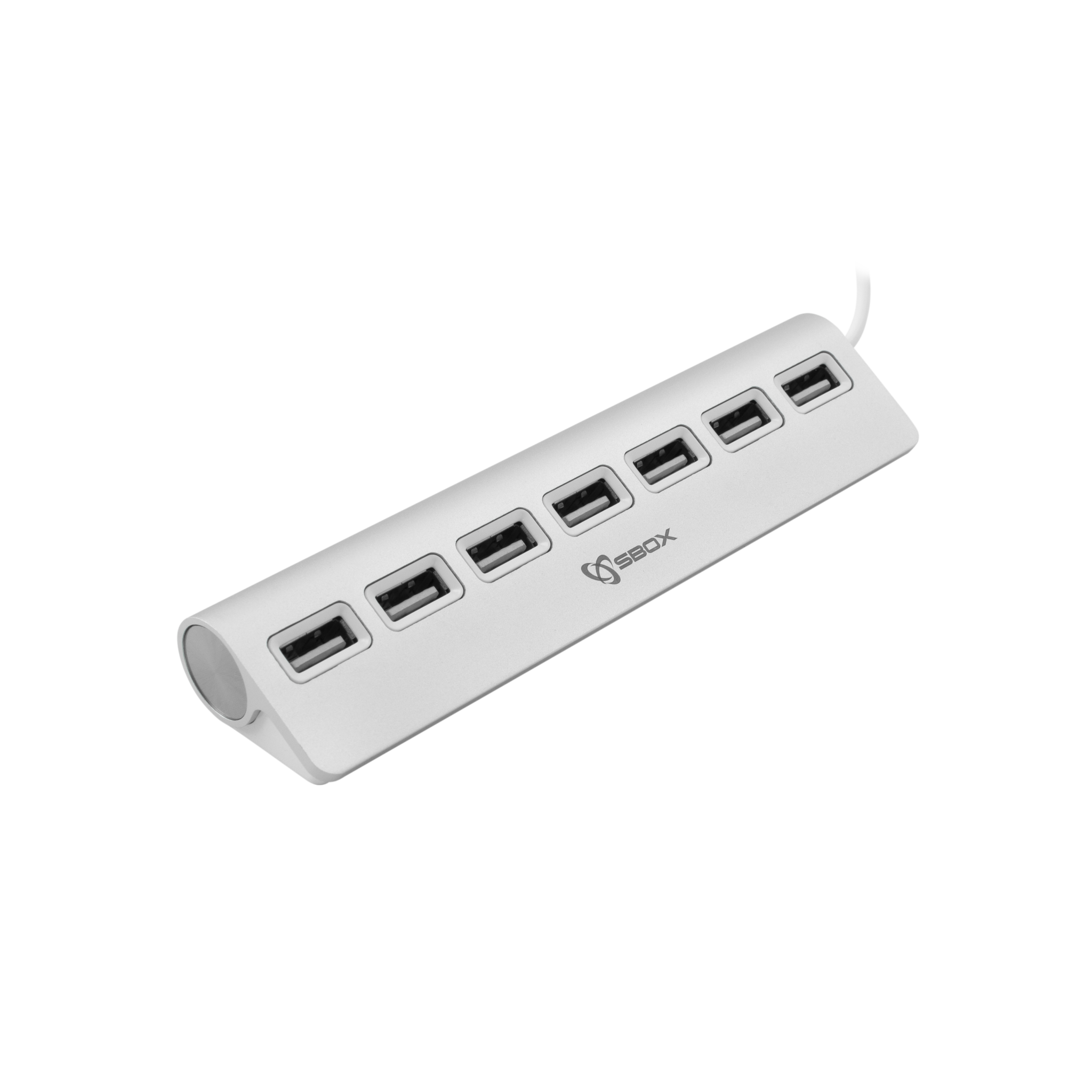 Hub USB Sbox H-207, USB 2.0, 7 porturi, Argintiu 2.0 imagine noua tecomm.ro