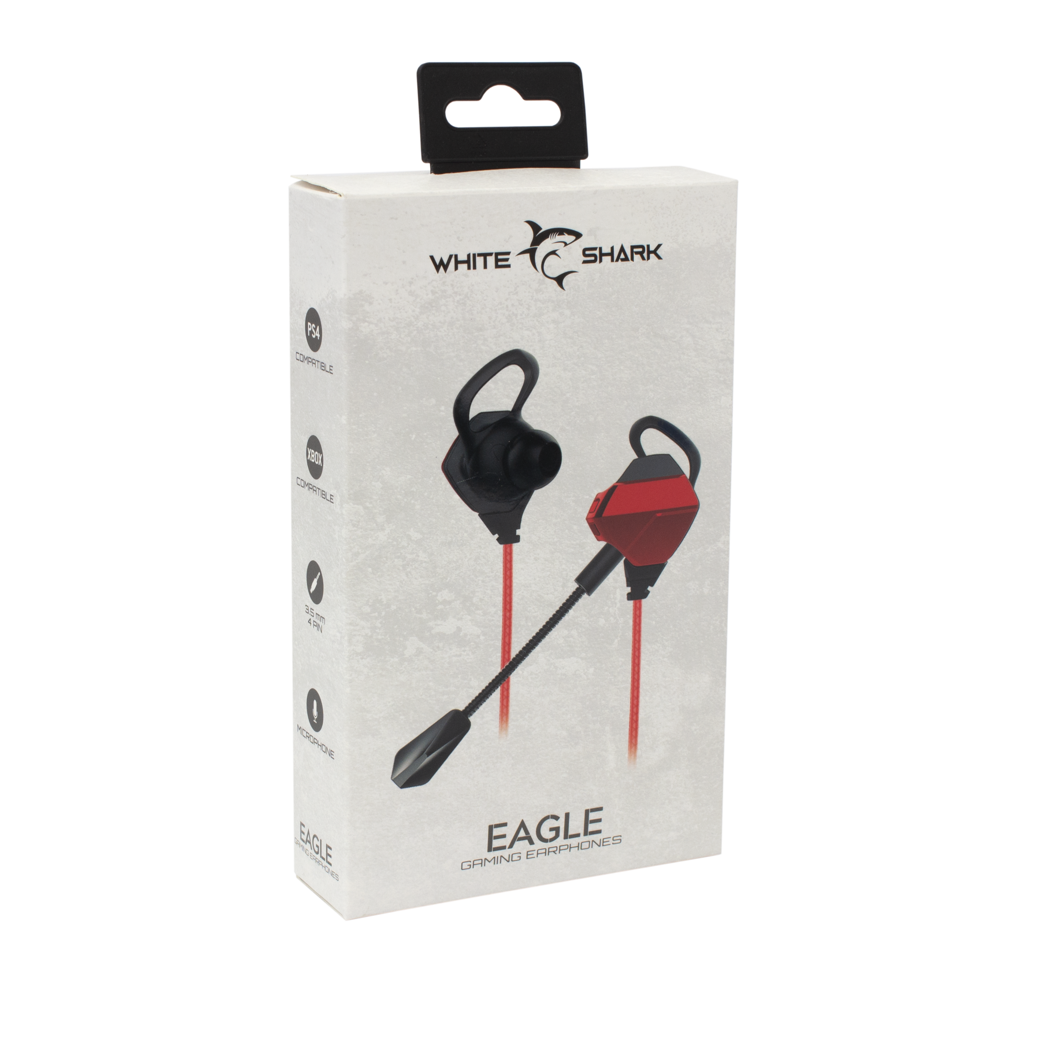 Casti in-Ear White Shark Eagle, 3,5 mm, Microfon, Lungime cablu 1,2, GE-536, Rosu-Negru