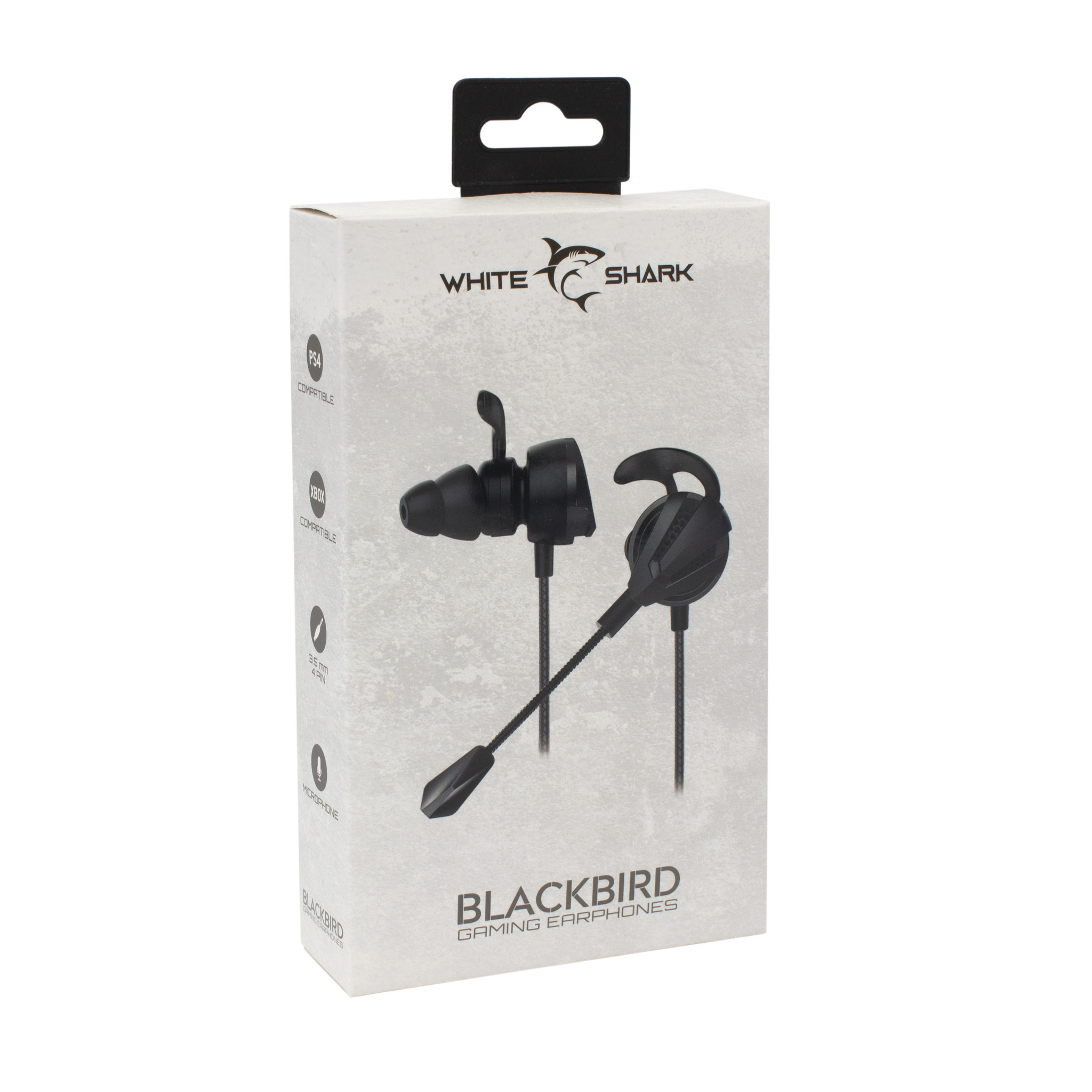Casti in-Ear White Shark BlackBird cu Microfon detasabil, Stereo, 3.5 mm stereo Jack, Omnidirectional, Negru