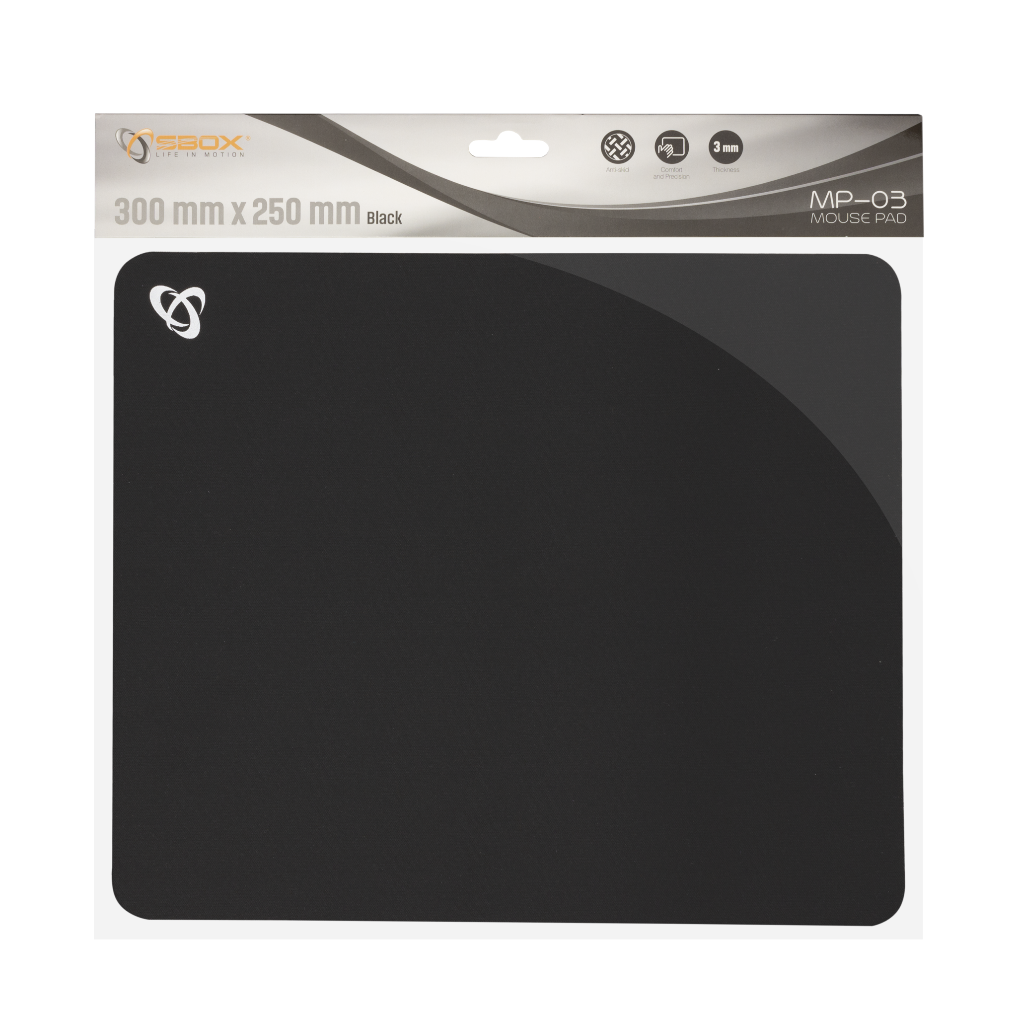Mousepad SBOX MP-03, Dimensiuni 300×250 mm, Negru