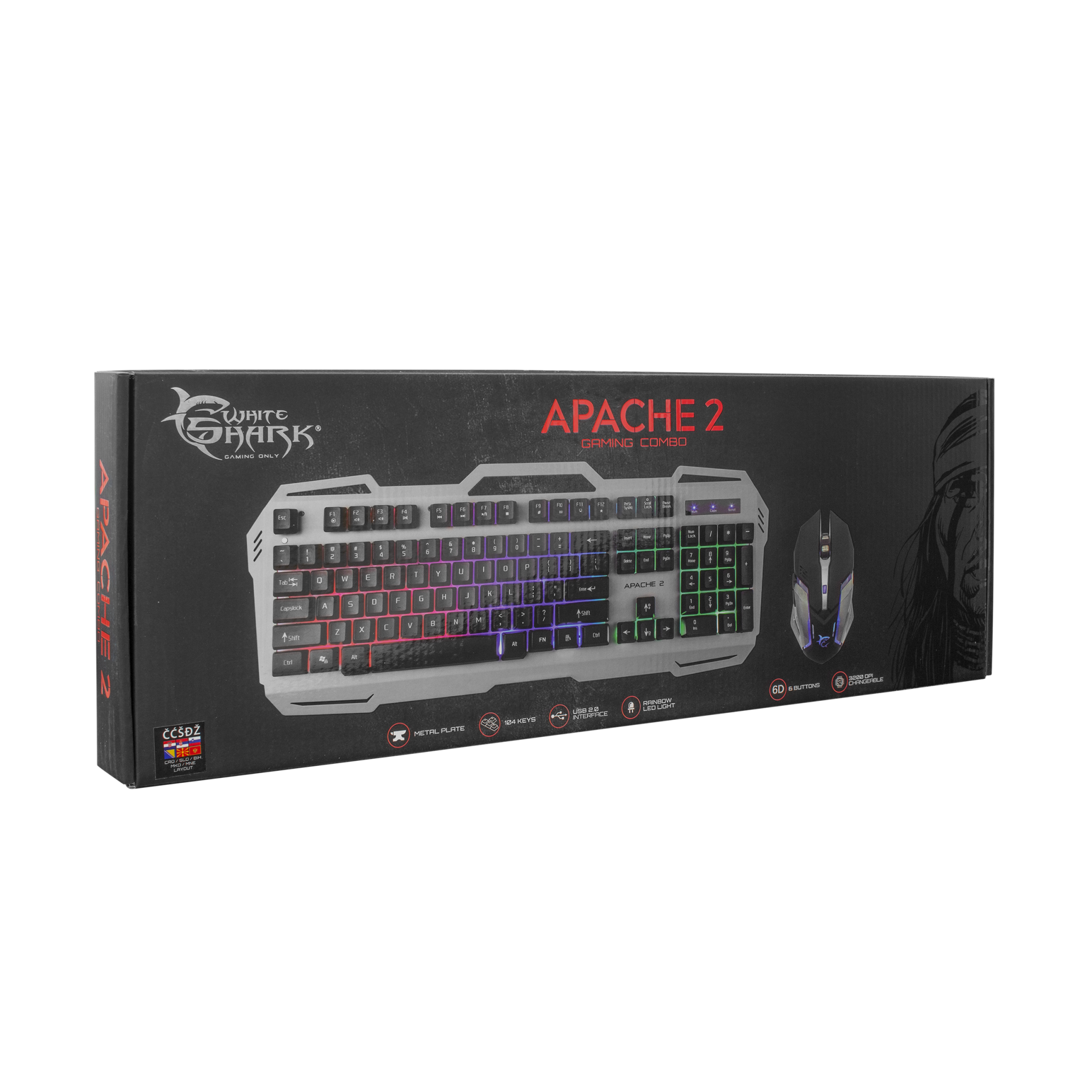 Kit Gaming Tastatura si Mouse White Shark Apache 2 GMK-1901, USB, Gri/Negru