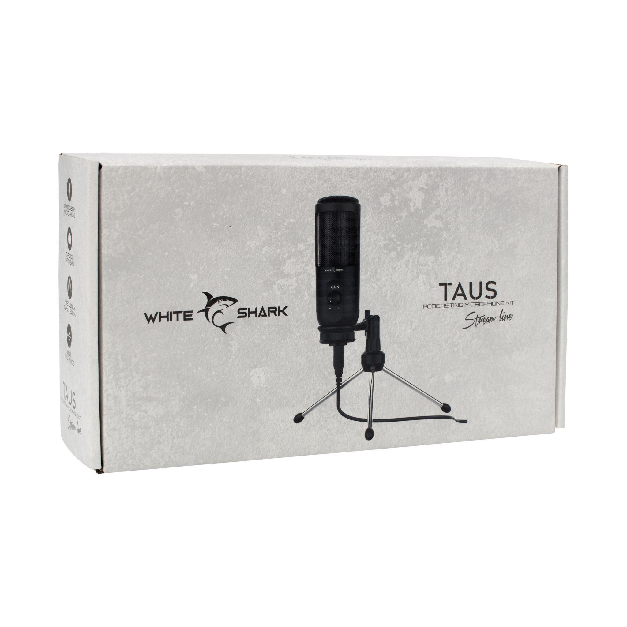 Microfon White Shark TAUS, Diametru 14 mm, Cardioid, Lungime cablu 1,5 m, Negru
