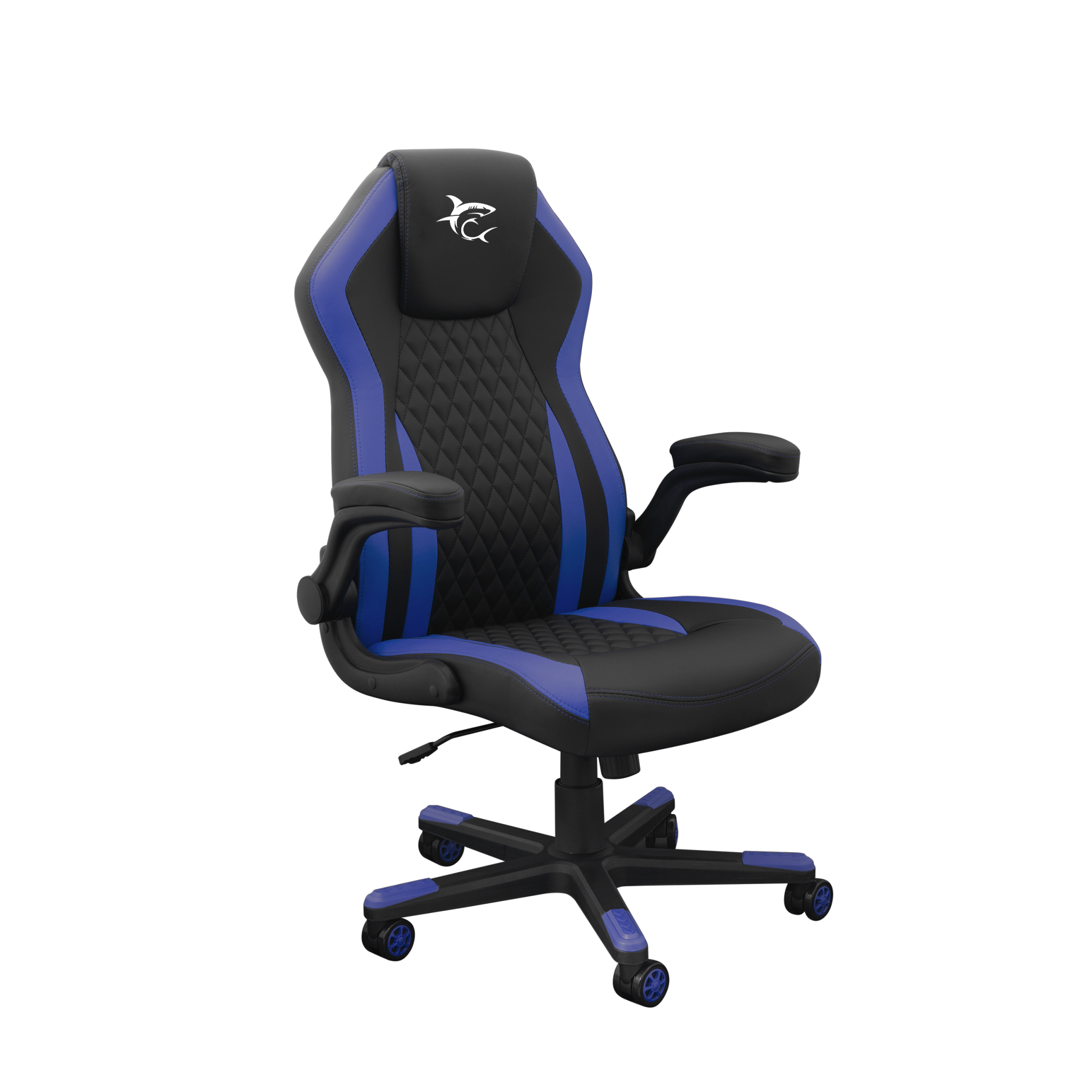 Scaun Gaming DERVISH White Shark, Cotiere, Cadru metal, Piele ecologica, Negru/Albastru Cadru imagine noua idaho.ro