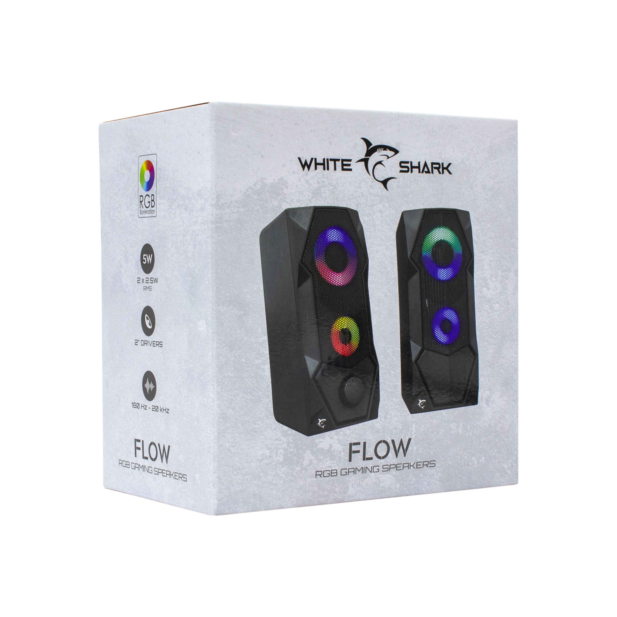 Boxa Activa White Shark FLOW 2.0, 5W (2×2.5W), Efect de lumina LED RGB, GSP-634, Negru