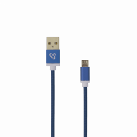 Cablu Date si Incarcare Sbox CAB0118 microUSB, Conectori din Metal, Viteza Transfer 480Mbps, 1,5 m, Albastru