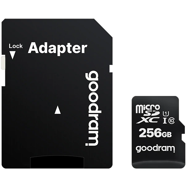 Card de memorie microSD Goodram 256GB, UHS I, Cls 10 + Adaptor, 256GB imagine noua tecomm.ro