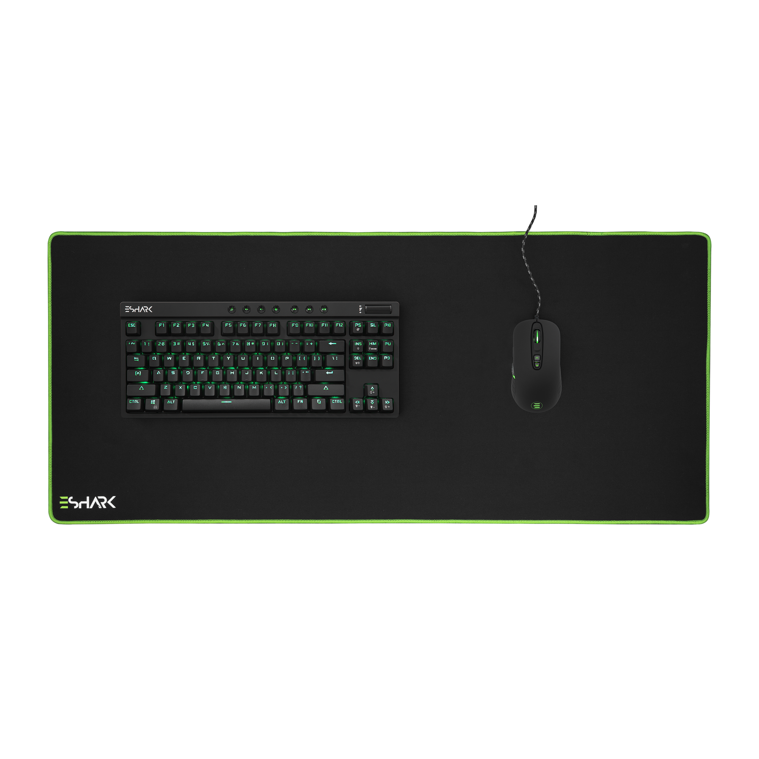 Mouse pad eshark esl-mp1 karuta, 900 x 400 mm, suprafata antiderapanta, negru-verde
