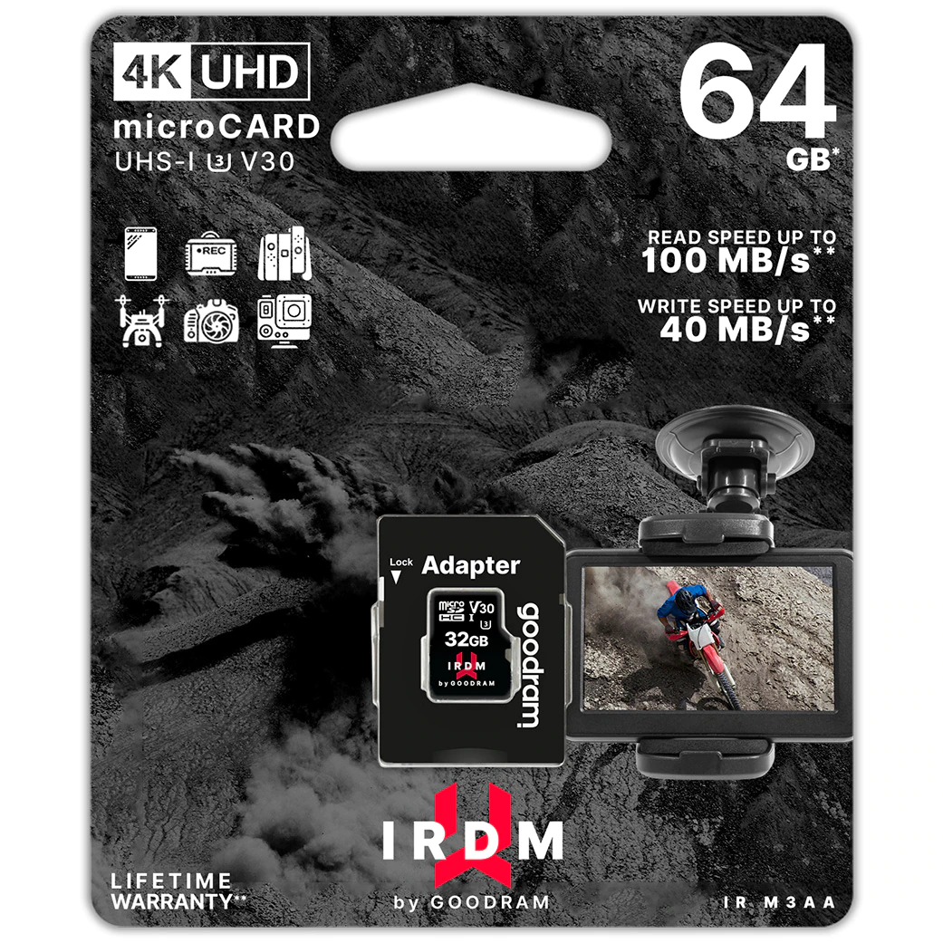 Card de memorie microSDXC Goodram IRDM 64GB,UHS I, Cls 10 + Adaptor