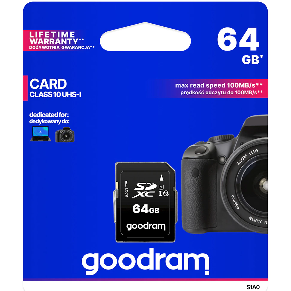 Card de Memorie SD Goodram 64GB,UHS I,cls 10, S1A0-0640R12