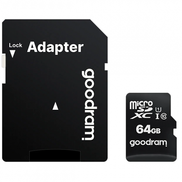 Card de memorie MicroSD Goodram 64GB,UHS I,cls 10 + adaptor, M1AA-0640R12