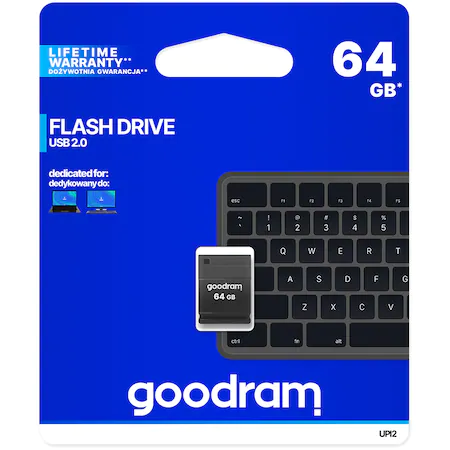 Memorie USB Goodram UPI2, 64GB, USB 2.0, Negru