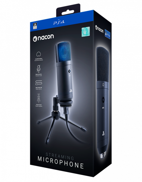 Microfon Nacon pentru Gaming/Streaming PS4, Official Sony, Negru