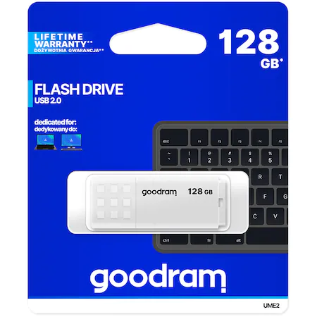 Memorie USB Goodram UME2, 128GB, USB 2.0, Alb