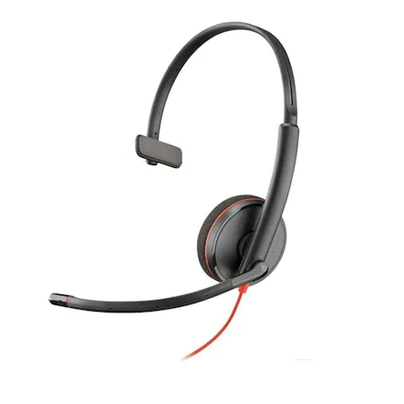 Casca Call Center Plantronics Blackwire C3210 USB-A, SINGLE UNIT, Lungime cablu 1.5 m, Negru