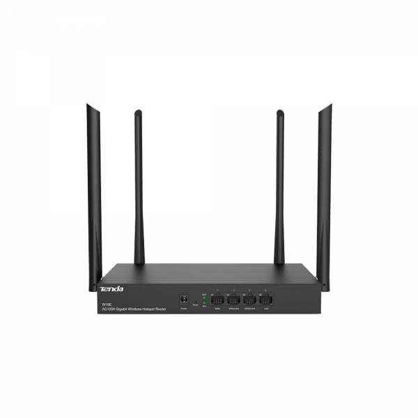 Router Wireless Hotspot Tenda W18E, Gigabit AC1200, Dual-Band, 50 de utilizatori, Frecventa 2.4 – 5 GHz, Negru