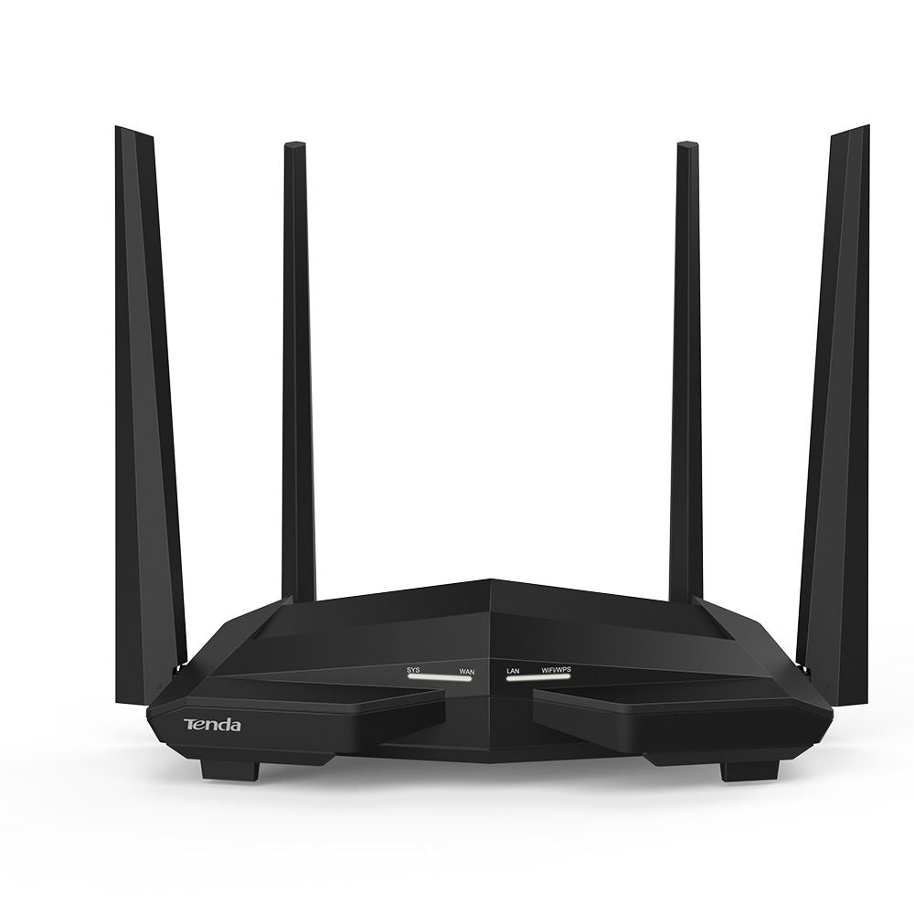 Router Wireless Tenda AC10U, Gigabit AC1200, Dual-Band, 1 x USB 2.0, Antena x 4, Frecventa 2.4 – 5 GHz, Negru