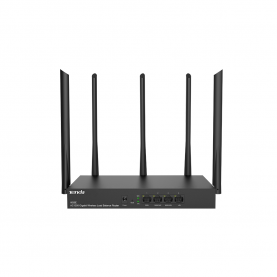 Router Wireless Tenda W20E, Gigabit AC1350, Dual-Band, 5 antene, 60 de utilizatori, Frecventa 2.4 – 5 GHz, Negru