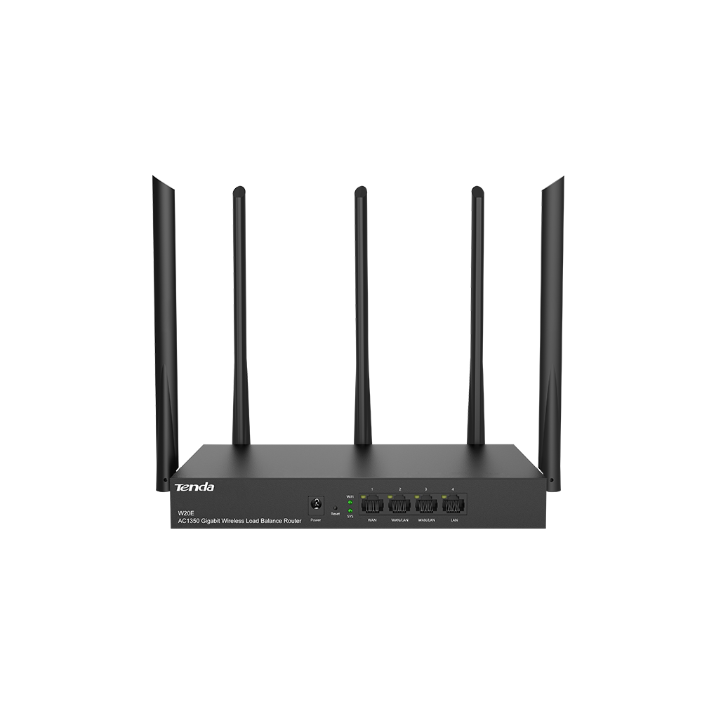 Router Wireless Tenda W20E, Gigabit AC1350, Dual-Band, 5 antene, 60 de utilizatori, Frecventa 2.4 – 5 GHz, Negru 2.4 imagine noua