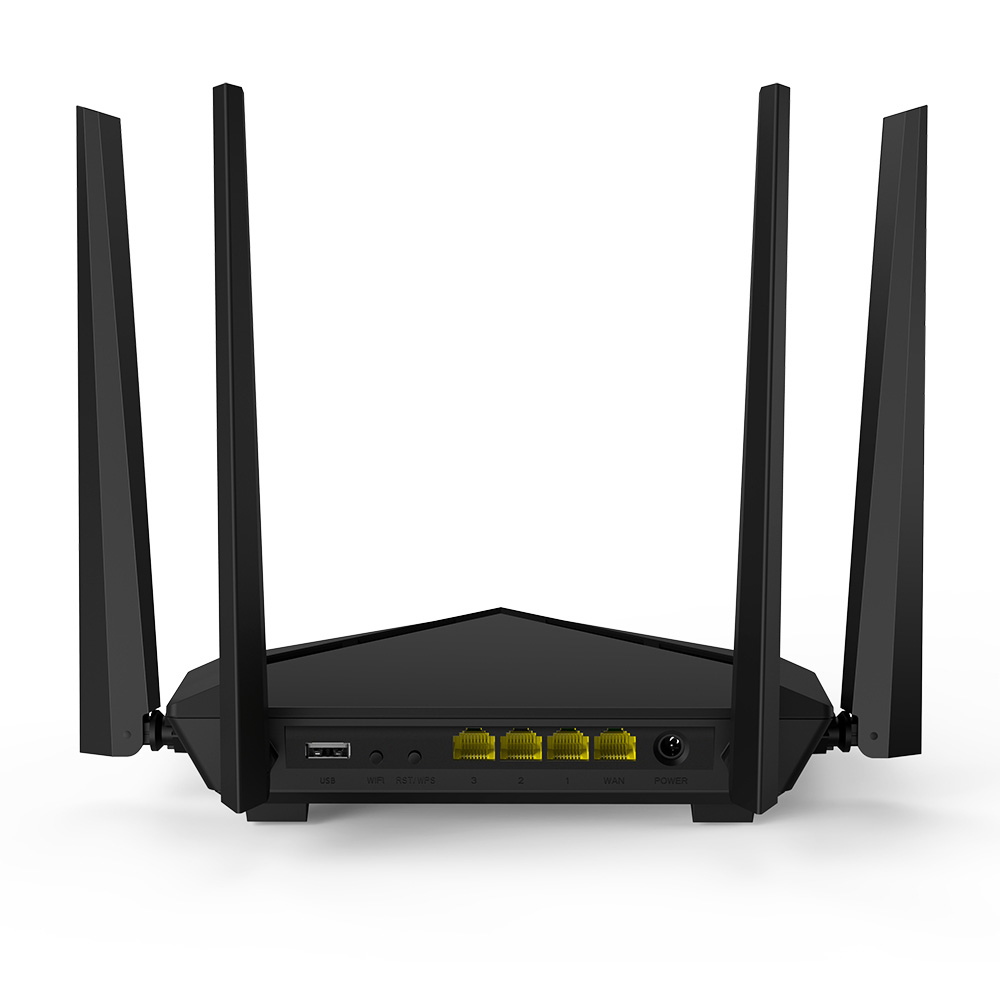 Router Wireless Tenda AC10U, Gigabit AC1200, Dual-Band, 1 x USB 2.0, Antena x 4, Frecventa 2.4 – 5 GHz, Negru