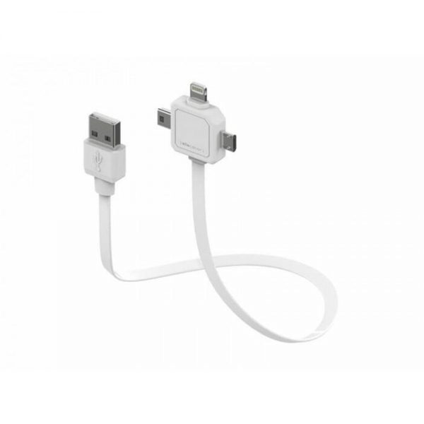 Cablu Date POWER CUBE Micro USB, Lightning Si Type-C, Lungime Cablu 1.5m, Alb