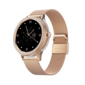 Ceas Smartwatch Dama XK Fitness B8 Plus cu Display 1.1 inch, Notificari, Monitorizare puls, Tensiune, Oxigen, Calitate somn, Auriu
